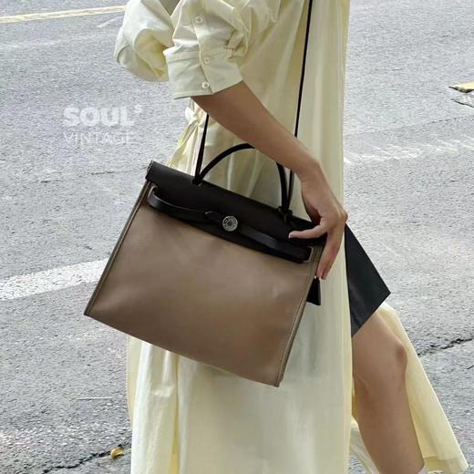 顺丰包邮63841洛诗琳质感细腻时髦感帆布拼皮手提斜挎包00585 商品图0