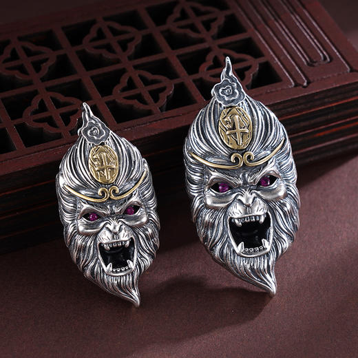 子佩集S925银【悟空圣佛】吊坠纯银【E109】【E189】仿古黑神话悟空双面佛(不含链)2501 商品图0