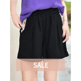 TYNVIE 花边袋口短裤-黑色