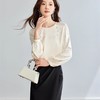 全新升级【铂金会员146/天猫199/差价53】(23349) 洛诗琳重工亮片钉珠衬衫2025春季新款气质圆领百搭雪纺上衣 商品缩略图3