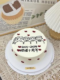 一家人手绘款蛋糕