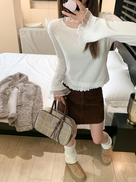 <曾小咸推荐>蕾丝边白色短款上衣 日常139.99/件 立减80 秒杀59.99/件！！ 商品图6