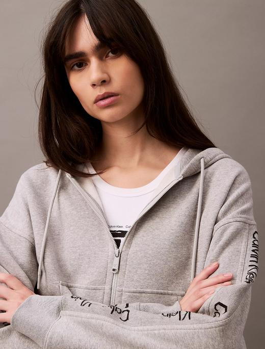 新年折扣！CK女士logo拉链帽衫卫衣 商品图3
