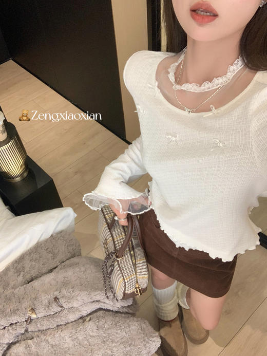 <曾小咸推荐>蕾丝边白色短款上衣 日常139.99/件 立减80 秒杀59.99/件！！ 商品图10