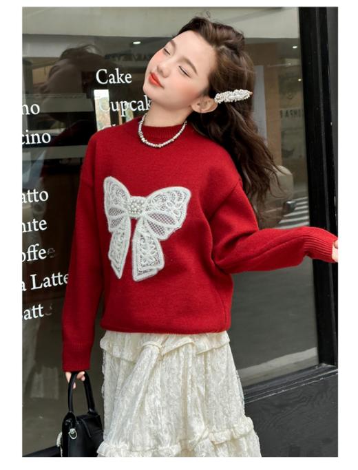 ❤️新年快到了，【🧸‘红运翻倍‘’儿童刺绣毛衣】🎈穿这件刚刚好 👍冬日日常穿搭也是ok的👗没有比红色更适合小公主的颜色了 商品图4