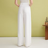 EITIE爱特爱舒适莱赛尔白色高腰阔腿显瘦休闲裤长裤春季新款A2505511 商品缩略图4