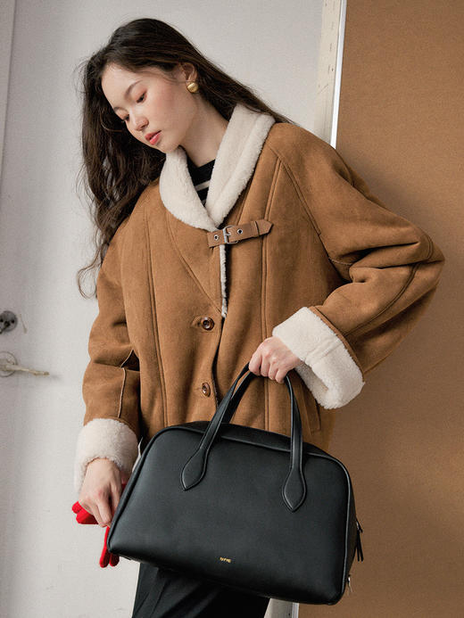 【现货】Even Vintage|皮毛一体 复古时尚金棕色百搭麂皮外套 2024秋冬新款 商品图4