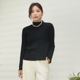 米色L1 臣禾【金葱麦穗毛衫】 26支全毛半高领针织衫JZ244090144