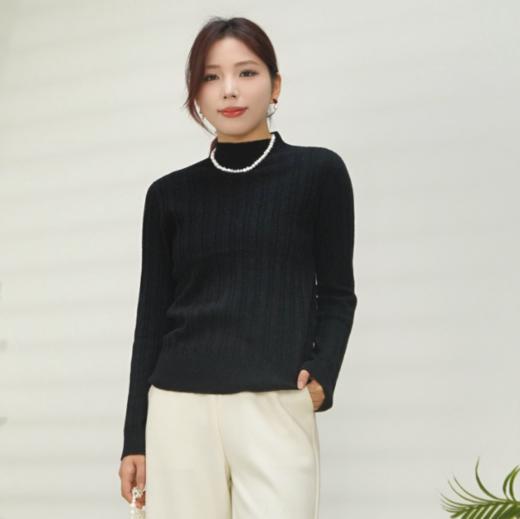 米色L1 臣禾【金葱麦穗毛衫】 26支全毛半高领针织衫JZ244090144 商品图0