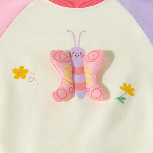 贝贝怡女童卫衣25春秋新款休闲舒适纯棉撞色儿童圆领上衣ZB1ES036 商品图3