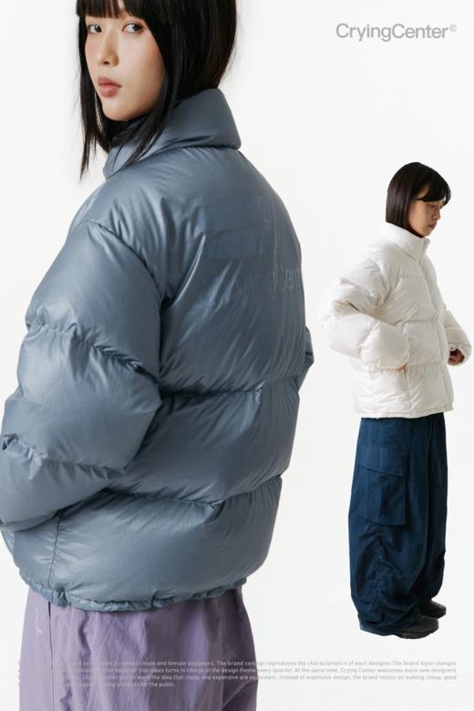 CryingCenter 雾霾蓝浅白半透感短身羽绒服经典logo款 哭喊中心 商品图0