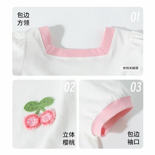 贝贝怡女童短袖2025夏季薄款休闲透气方领纯棉t恤女ZB2ES011 商品图4
