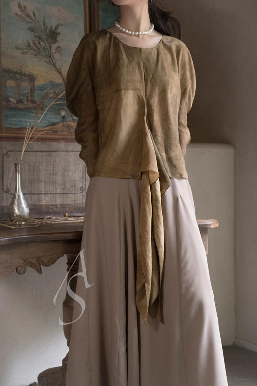 Ruohan  茶色羊毛伞型半裙 商品图2