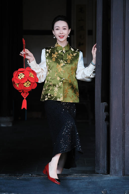 盛唐牡丹| 樱花纹漳缎对襟马甲 商品图1