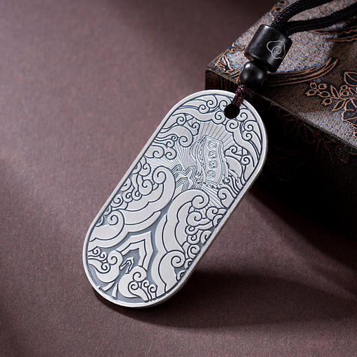 子佩集S999银【大圣出世】套链纯银【CD0682】仿古黑神话悟空项链方牌2501 商品图1