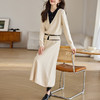 雀说针织连衣裙女中长裙拼接纯色套装裙过膝正式场合时尚气质裙子女装AL8986 商品缩略图6
