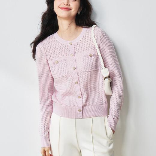 【高货sh】全新升级【铂金会员275/天猫369/差价94】(12856) 洛诗琳小香镂空羊毛针织开衫2025早春新款小香风针织上衣 商品图1