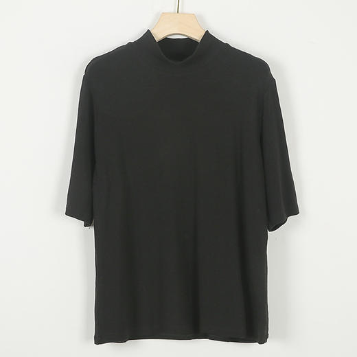 雀说新款半高领半袖打底衫女基础百搭纯色高级感羊毛t恤上衣AL6419 商品图7