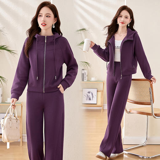 2025春季女装新款连帽外套+长裤两件套时尚休闲套装MYH137 商品图2