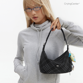 CryingCenter 黑色仿毛毡格纹手提斜挎包 哭喊中心