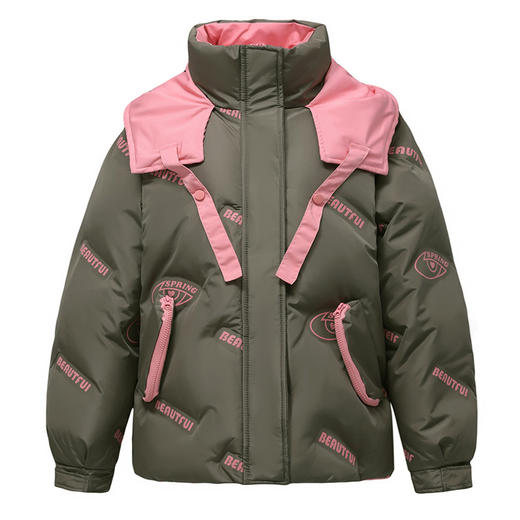 雀说连帽短款羽绒棉服新款冬爆款印花棉衣面包服小个子洋气棉袄AL8023 商品图4