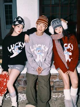 Lemanism/FHA114-5718/卡通雪人圆领毛衣