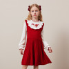 mettekids儿童100%羊毛连衣裙秋冬女童绣花国风毛衣红色针织裙子 商品缩略图3