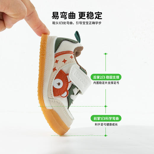 贝贝怡2025春季新款男女宝宝学步鞋中小童魔术贴防踢鞋萌娃软底童鞋ZB1EX023 商品图8
