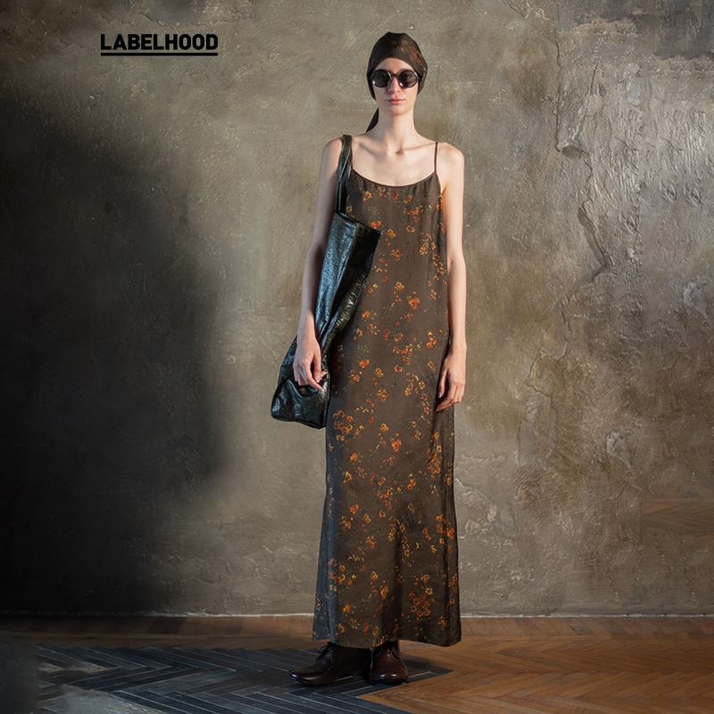 【UMA WANG】蕾虎时尚百搭潮流棕红灰红连衣裙2025春夏新女装裙子