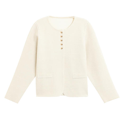 CC-MH-2510小个子短款外套女士2025年春秋装新款洋气质圆领针织毛衣开衫外搭 商品图4