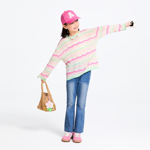 女童圆领长袖针织衫春季新款安奈儿童装实体店同款AG514533 商品图5