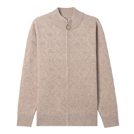 CC-101-96118立领短款外套女士毛衣开衫2025春秋装新款拉链针织衫上衣提花外搭 商品图4