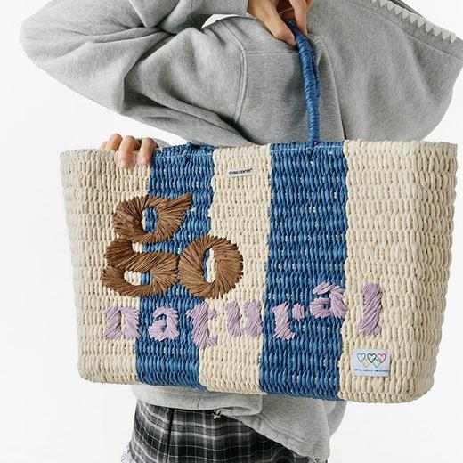 CryingCenter 条纹野餐度假草编包 哭喊中心 商品图0