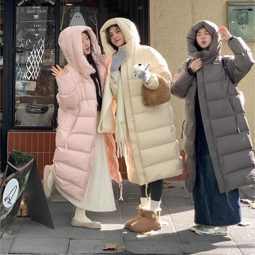 卉遇 90白鹅绒长款 经典百搭 泡芙冰淇淋色系 羽绒服 4色可选 商品图0