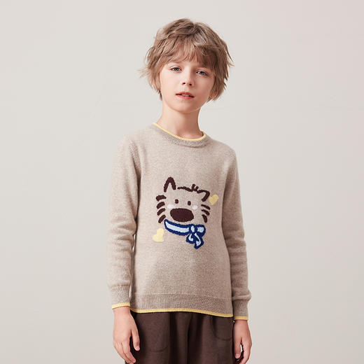 mettekids儿童100%羊绒衫2024秋冬新款女童可爱套头针织男童毛衣 商品图3