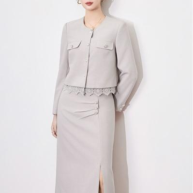 【高货wl】全新升级【铂金会员395/天猫529/差价134】(99328) 洛诗琳早春法式蕾丝小香风上衣轻奢气质名媛半身裙两件套 商品图1