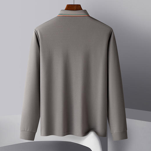 【双面含桑蚕丝】罗蒙春秋男士长袖polo衫绣花t恤百搭舒适男长袖上衣 商品图8