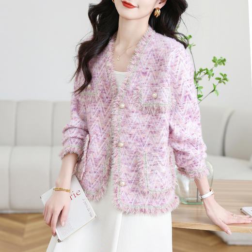 CC-MH-2506法式小香风短外套女士2025春秋季新款洋气小个子针织开衫流苏上衣 商品图2