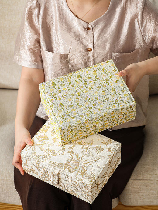 提花首饰盒法式复古饰品盒手镯项链戒指精致首饰收纳盒 商品图3