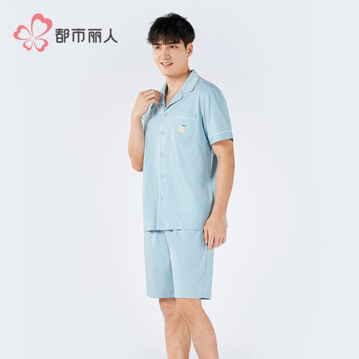 都市丽人男士无尘棉短袖套装薄凉感无尘棉亲情蜜语短袖类FHH0A7 商品图3