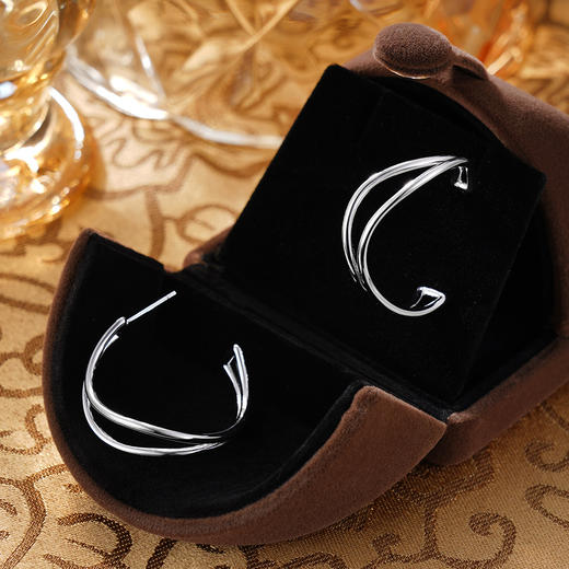 子佩集S925银【柔畔】耳钉纯银【AJ01023】原创2半环扣环耳圈2501 商品图1