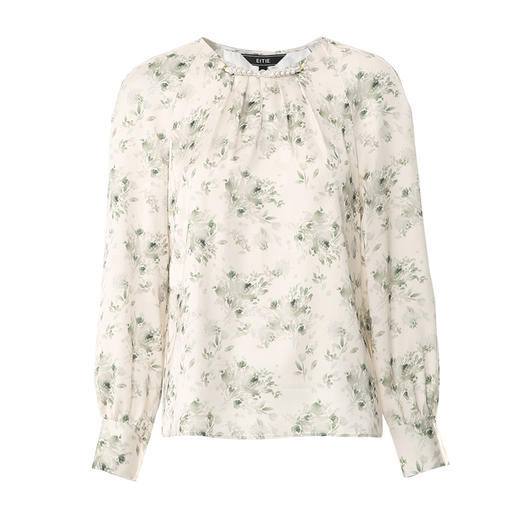 EITIE爱特爱精致盘扣氛围感印花清新绿色直筒衬衫上衣2025春新款A2513511 商品图5