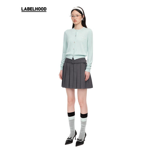 【SHUSHUTONG】蕾虎时尚腰带装饰百褶半裙2025春夏新款女装裙子 商品图1