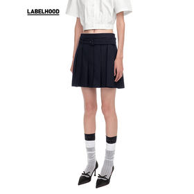 【SHUSHUTONG】蕾虎时尚腰带装饰百褶半裙2025春夏新款女装裙子