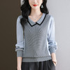 CC-89-525翻领长袖上衣针织衫女2025年新款春季洋气薄款t恤宽松打底衫 商品缩略图3