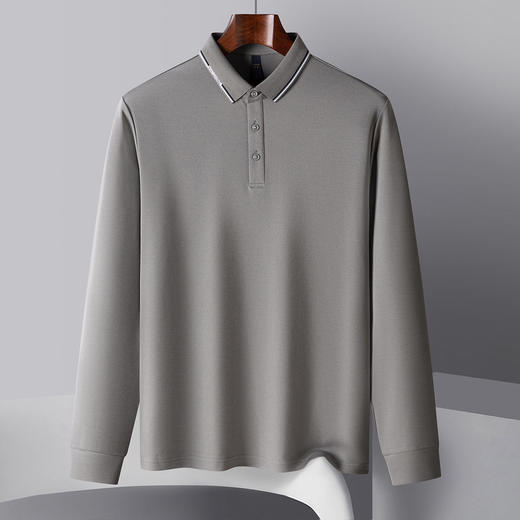 罗蒙男士春秋长袖Polo衫经典翻领百搭舒适商务长袖t恤男通勤Polo上衣 商品图5