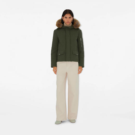 BURBERRY 巴宝莉 女士马术骑士徽标盾牌铭牌绗缝棉混纺棉服 绿色 8091555 C1173 商品图1