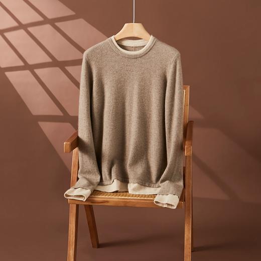 雀说红色羊绒衫女圆领秋冬新年高级内搭打底衫假两件小众气质毛衣AL8981 商品图6