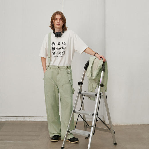 714street日系复古条纹宽松男士休闲裤2025春季新款全棉直筒长裤 商品图1