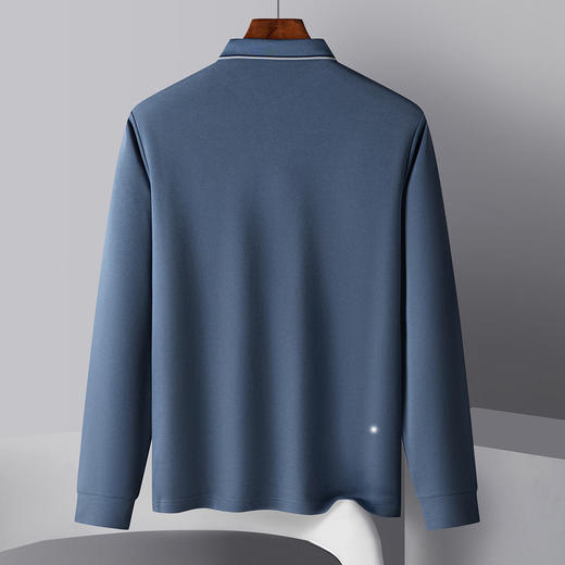 罗蒙男士春秋长袖Polo衫经典翻领百搭舒适商务长袖t恤男通勤Polo上衣 商品图6